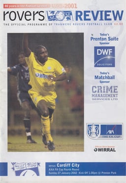 Tranmere Rovers v Colchester United Match Programme 2002-01-12
